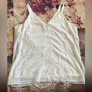 White House Black Market Embroidered White Top